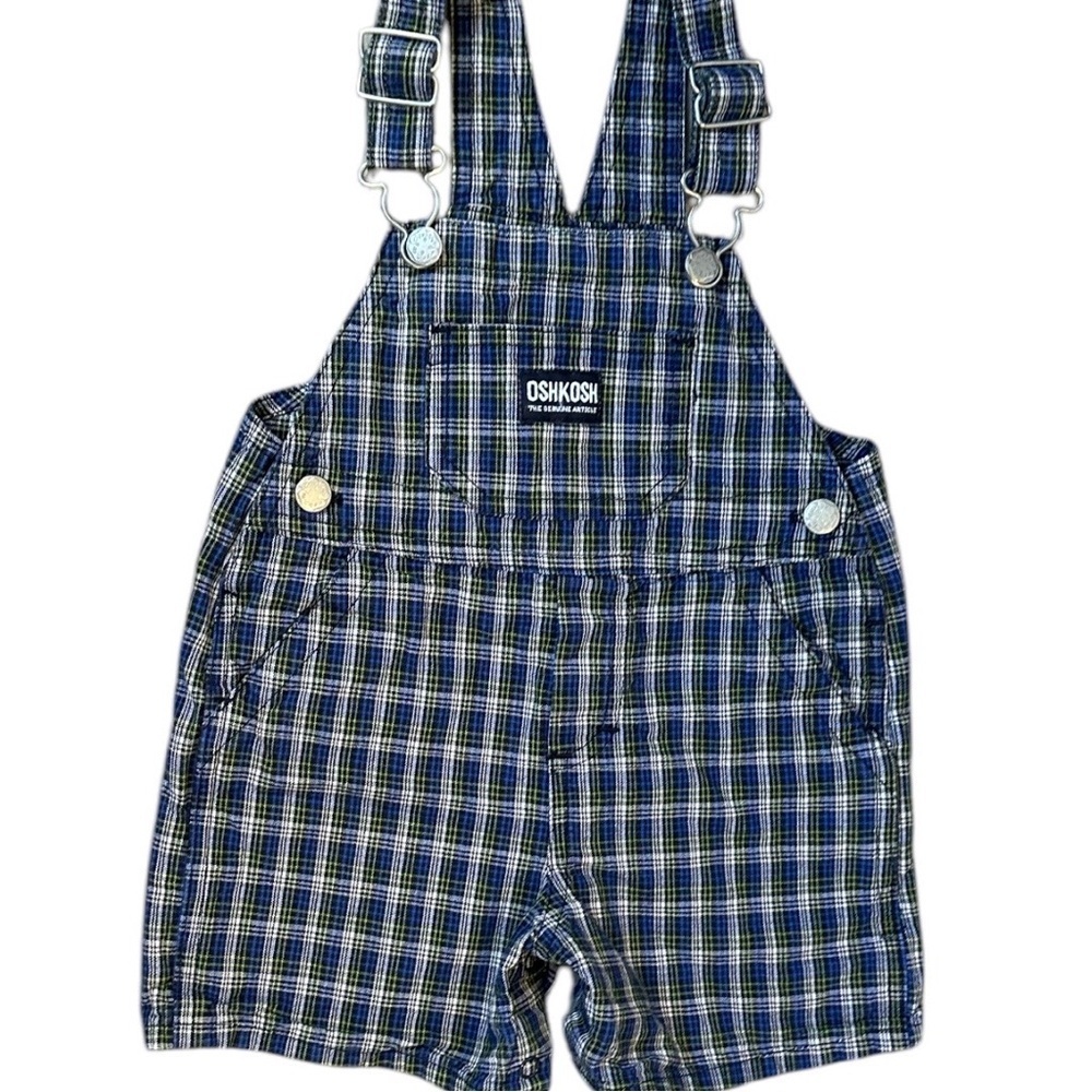 Vintage OshKosh B’Gosh Overalls Baby Toddler Boy Plaid Overalls Shortalls
